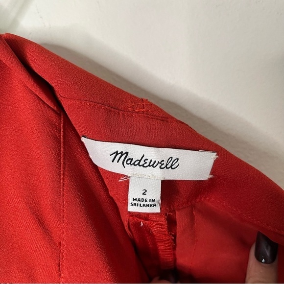 Madewell NEW Drapey Paperbag Tie Pants Red Women’s Size 2 High Waist Cropped - Picture 8 of 10